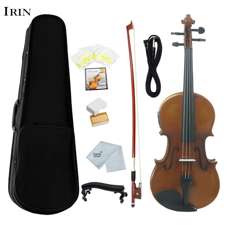 4/4 Electro-Acoustic EQ vĩ cầm Kit Rắn Làm mờ Spruce bảng mặt 4-Chuỗi Với Trường Hợp Cáp Violin Rosin