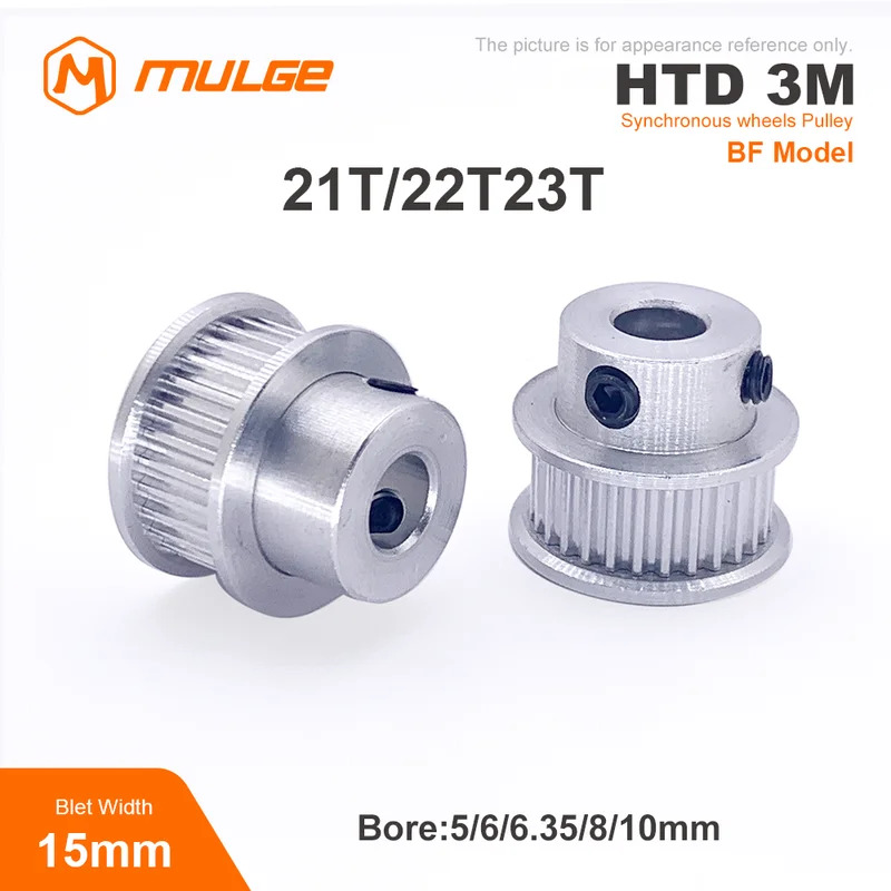 Htd3m thời gian ròng rọc 21T/22T/23 răng BF loại khoan 5/6/6.35/8/10mm chiều rộng vành đai 15mm 3D i