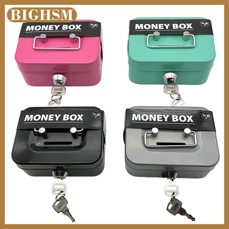 BIGHSM Metal Cash Box Mini Safe Lock Box Money Bank Metal Bank Security Box Sturdy Cash Portable For Kids Collection