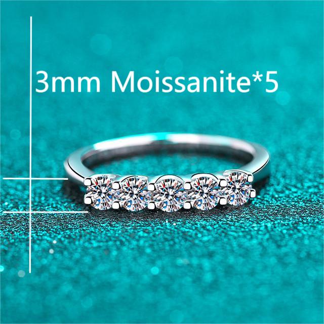 XDY-745 Nhẫn bạc nữ 925, Moissanite 3 mm * 5 (không có chứng chỉ)