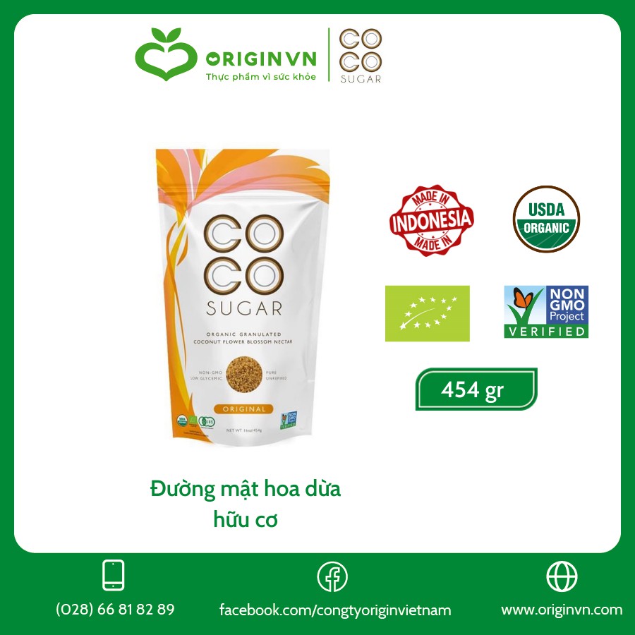 Đường mật hoa dừa hữu cơ PT COCO SUGAR 454g