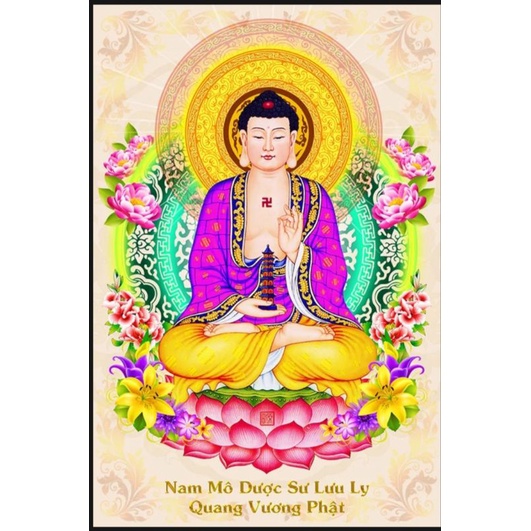 HPBD - 48.Tranh đính đá phật dược sư DF386 (50x70cm) - tự làm