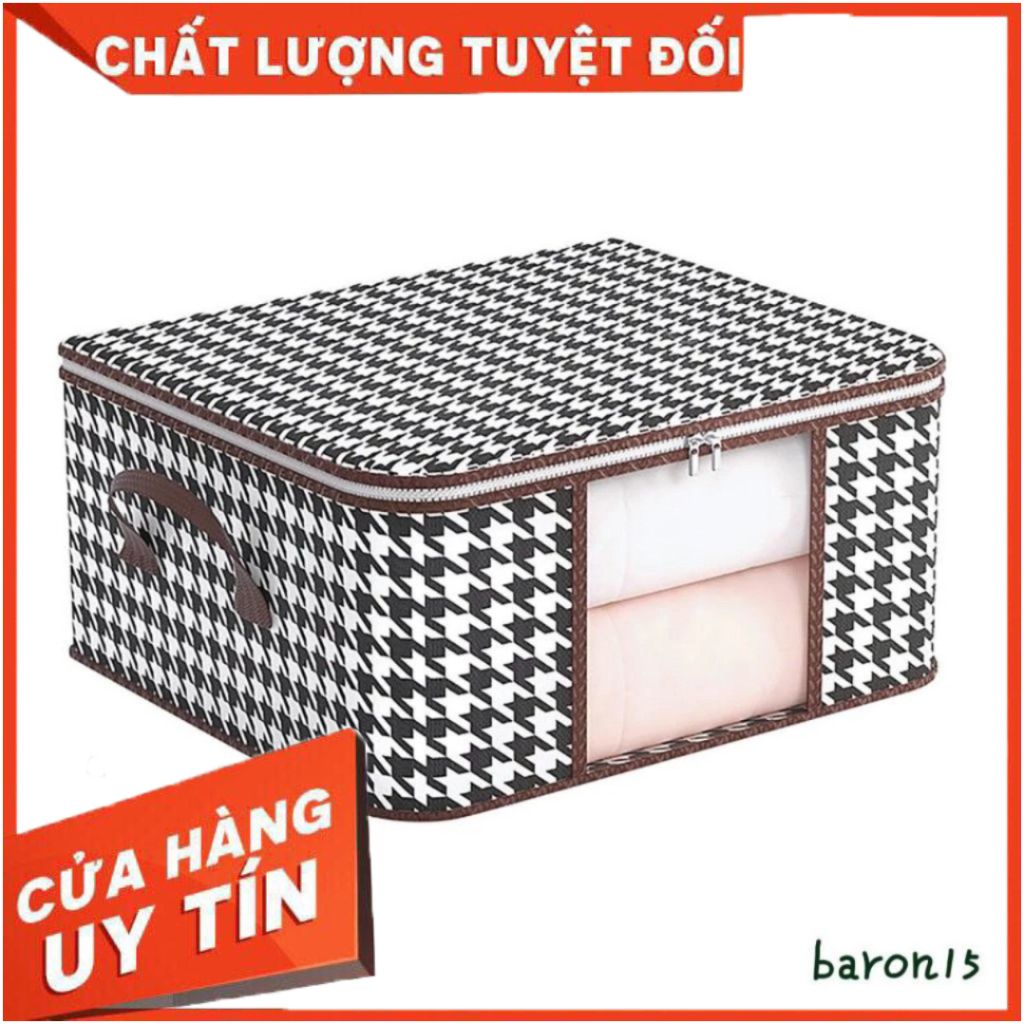 Túi đựng chăn màn quần áo hình caro 75l có khoá kéo