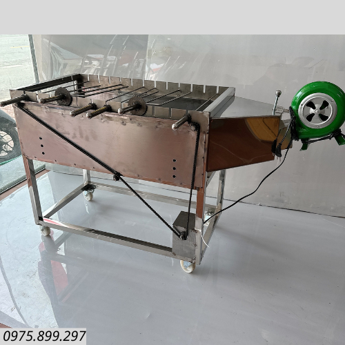 Máy nướng thịt, chả, gà, vịt quay tự động 12 xiên inox - tặng kèm 12 xiên đơn và 2 xiên 3 inox