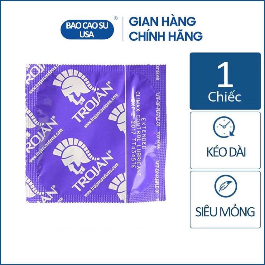 Bao cao su cao cấp kéo dài quan hệ tốt nhất hiện nay Trojan Extended - 1 cái dùng thử