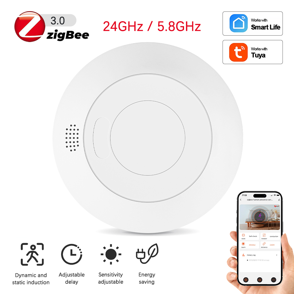 Jiuch cuộc sống thông minh ZigBee con người hiện diện Detector tuya mmwave Radar chuyển động PIR Cảm biến khoảng cách phát hiện độ chói