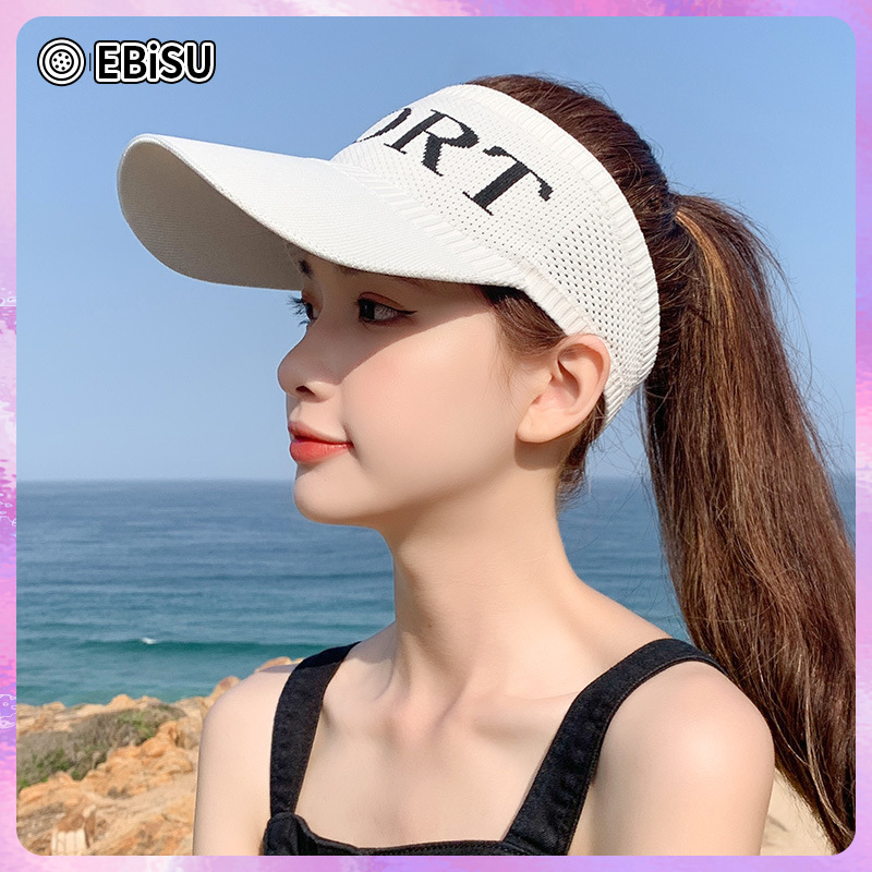 EBiSU กีฬาหมวกกลางแจ้งวิ่งหมวกดวงอาทิตย์ของผู้หญิงในช่วงฤดูร้อนสไตล์เกาหลีทุกการแข่งขันป้องกันแสงแดดหมวกดวงอาทิตย์ป้องกันรังสียูวีที่ว่างเปล่าหมวกเทนนิสด้านบน - ยี่ห้อ Ebisu ราคา 25 บาท*ส่งฟรี
