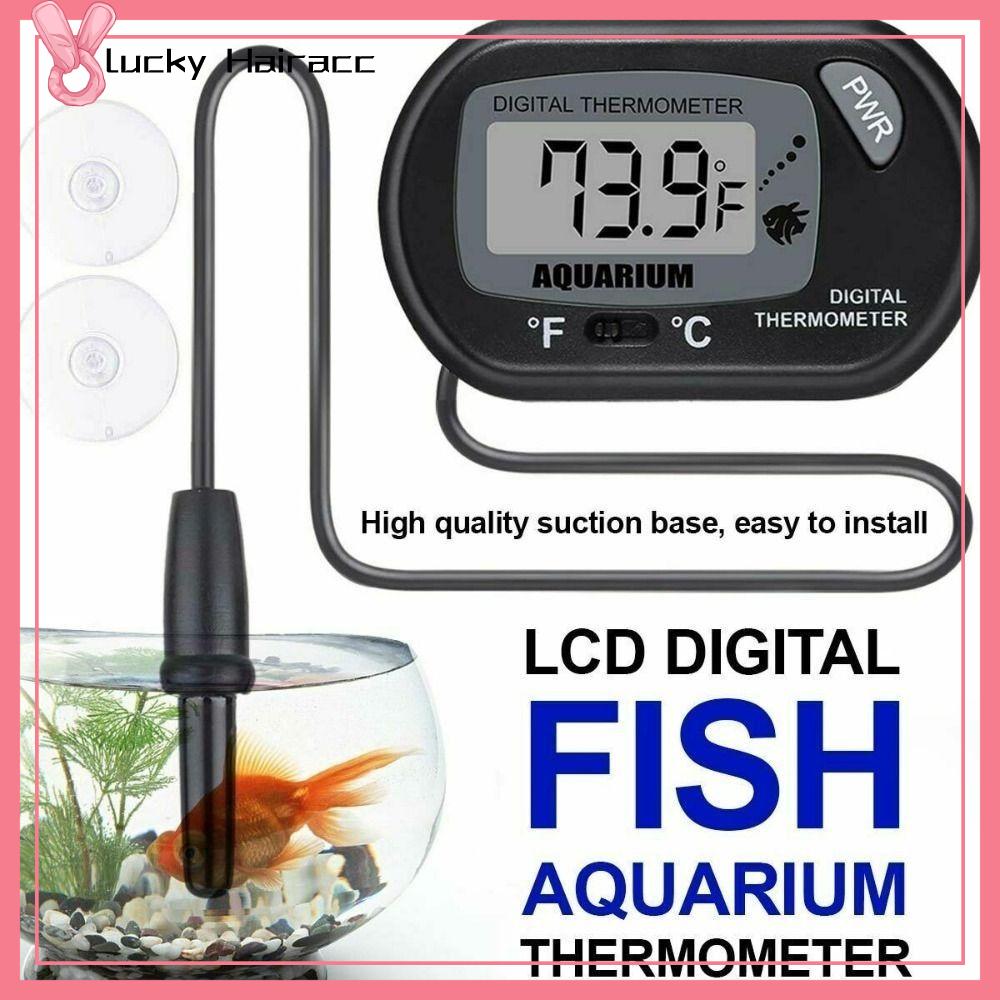 LUCKY HAIRACC Nhựa Nhiệt kế bể cá Nhỏ LCD kỹ thuật số Dụng cụ đo cảm biến nhiệt độ Sáng Tạo Không thấm nước Máy dò nhiệt độ bể cá Đồ dùng cho thú cưng Cá