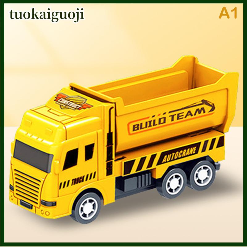 tuokaiguoji Trẻ em Đồ chơi xe hơi quán tính vệ sinh xe tải mô hình kéo trở lại kỹ thuật quân sự Xe chữa cháy động cơ bé trai đồ chơi cho trẻ em Quà tặng - 2