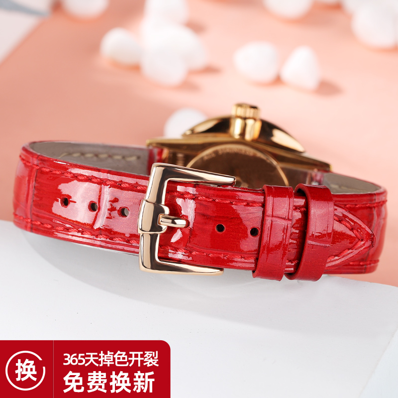 Dây đeo da phụ nữ tay màu đỏ thay thế Tissot Casio Longines Omega DW Đồng hồ nữ phổ cao cấp da mềm