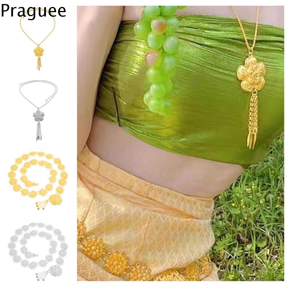PRAGUEE Kim loại Phụ kiện lễ hội songkran Cổ điển Trang sức Dây chuyền Thắt lưng váy khiêu vũ Cổ điển Vàng Dây đeo eo bụng Thái Lan Trang trí tiệc