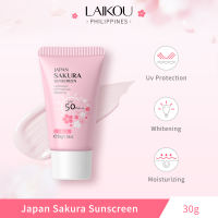 LAIKOU Japan Sakura Sunscreen Sodium Hyaluronate Lightweight UV Protection Whitening Tighten Skin Smooth Hydrating 30g