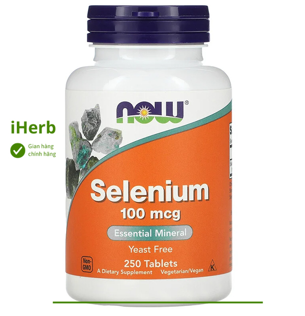 Bổ sung selenium, 100 mcg, 250 tablets của now foods - iherb việt nam