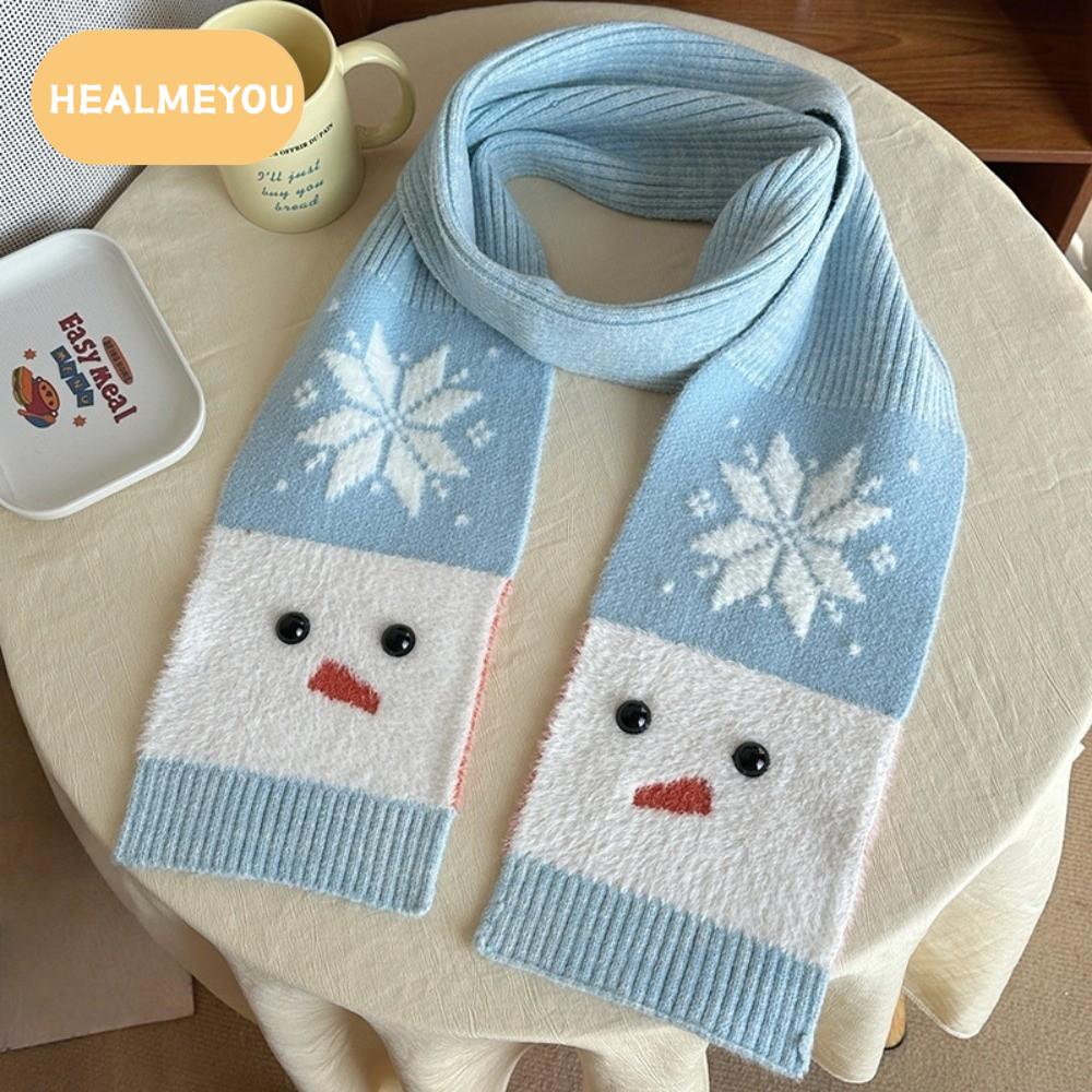 HEALMEYOU น้ำหนักเบา ผ้าพันคอลายมนุษย์หิมะ เกล็ดหิมะ แบบเกาหลี ผ้าพันคอผสมแคชเมียร์ ทันสมัย อบอุ่น ผ้าคลุมถัก ผู้หญิง/ผู้ชาย ราคา 250 บาท*ส่งฟรี