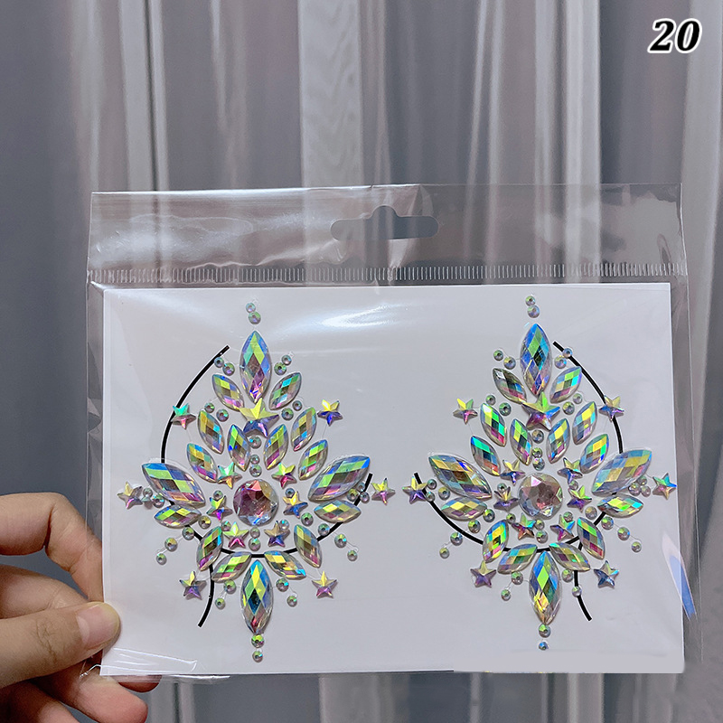 VitalVogue Miếng dán hình xăm Kim Cương ngực trang sức mặt kim cương giả 3D trang điểm cơ thể làm đẹ