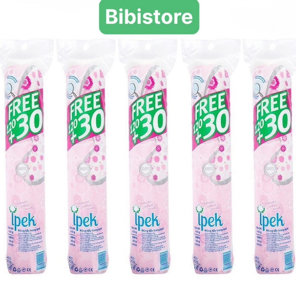 Combo 5 bịch_bông tẩy trang 100% cotton thổ nhĩ kỳ ipek klasik cotton pads 150 miếng