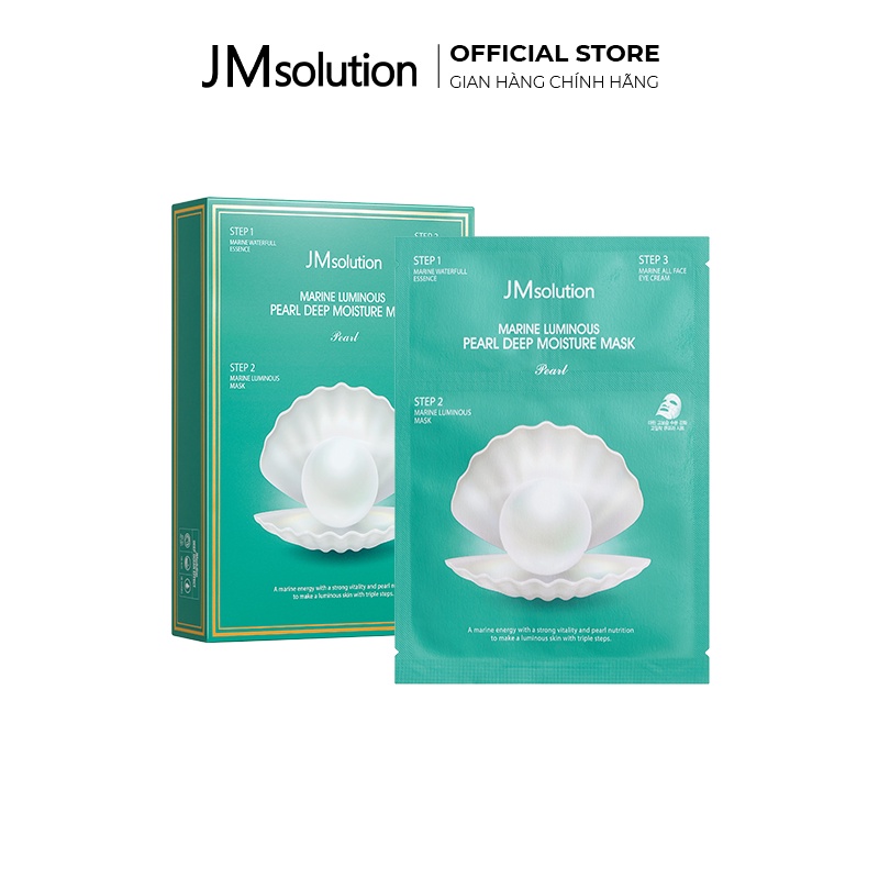 Mặt Nạ Ngọc Trai Dưỡng Ẩm Chuyên Sâu 3 Bước JMsolution Marine Luminous Pearl Deep Moisture Mask Pearl 10 Miếng