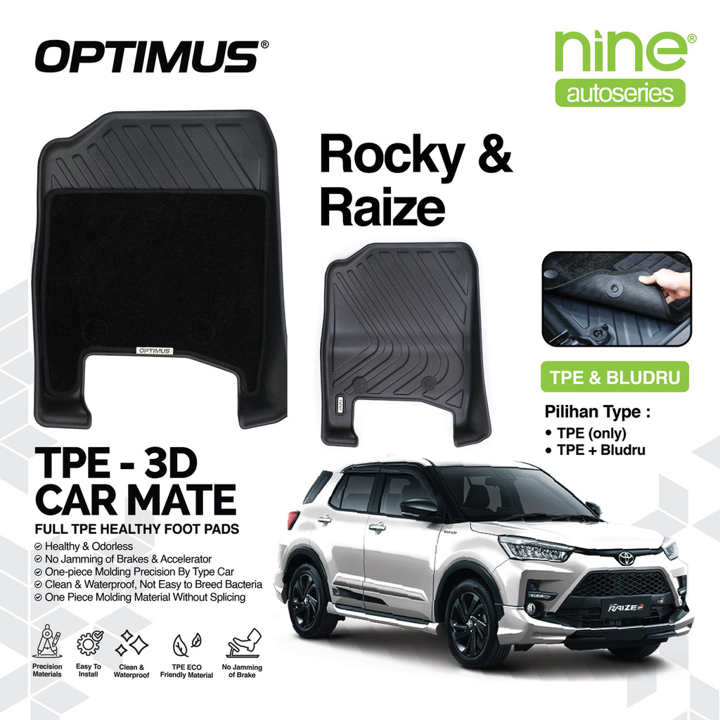 Karpet Mobil Toyota Raize PREMIUM TPE 3D Mate Bludru Full Set Bagasi Anti Slip Waterproof OPTIMUS Harga  419,900 Ringgit*Penghantaran Percuma
