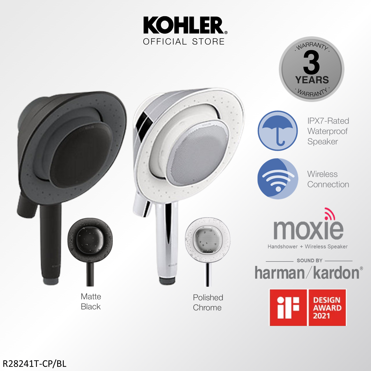 Duty free goods [music Handshower] Kohler moxie Handshower with wireless built-in smart speaker-soun