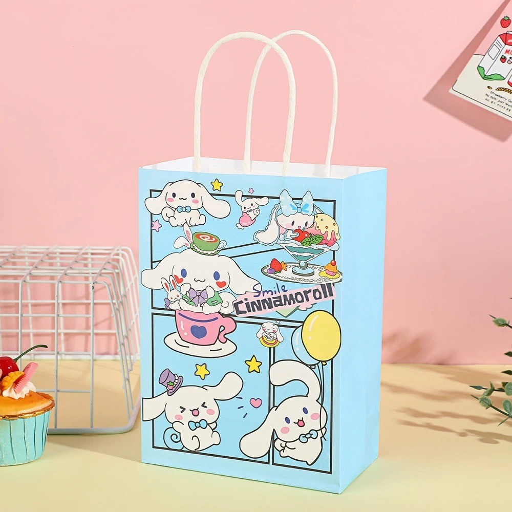 Beg Kertas 卡通牛皮纸袋礼品袋 Cartoon Paper Bag 可爱生日派对礼物袋环保手提袋回礼包装袋 Cute Birthday Party Gift Bag Handbag Kids