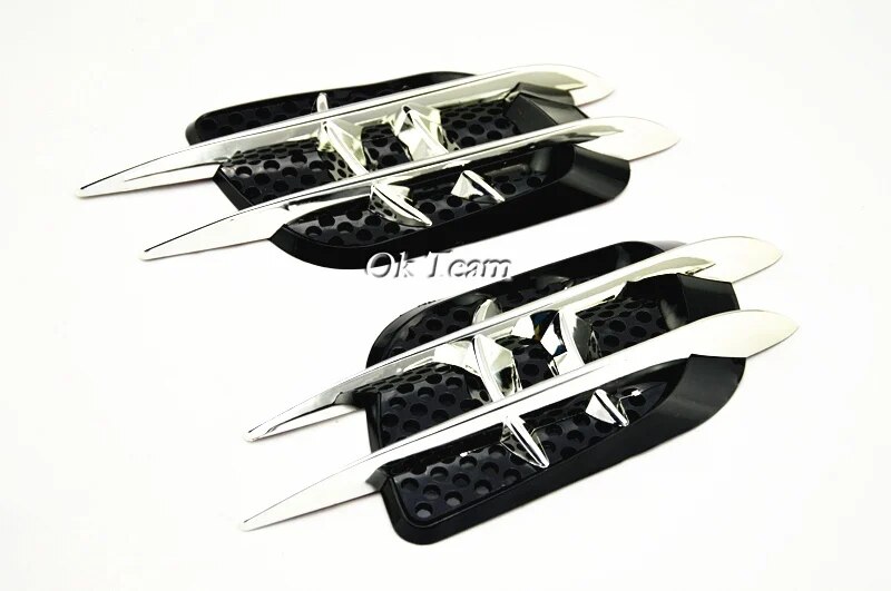 Bán Chạy Nhất 2Pcs Xe Ô Tô Xe Tải Tự Động Trang Trí đường Xẻ Bên Hông Lưu Lượng Không Khí Chắn Chắn Chắn Chắn 3D Sticker Biểu Tượng Màu Đen Sản phẩm bán chạy nhãn dán thân ô tô