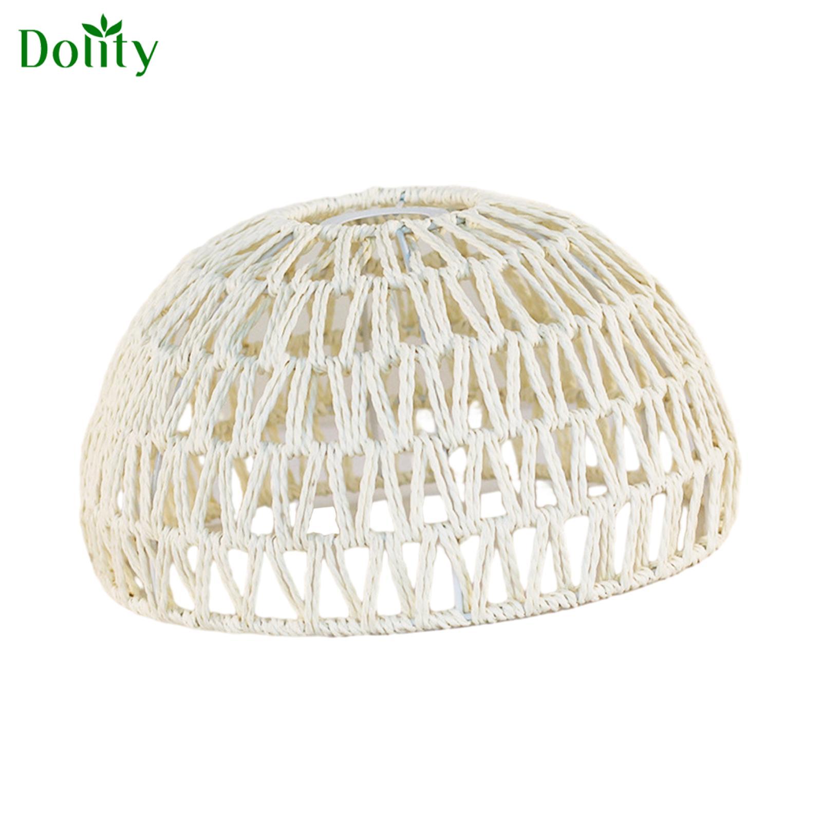 Dolity Paper Rope Lampshade Woven Lamp Shade Chandelier Shade Boho Rustic