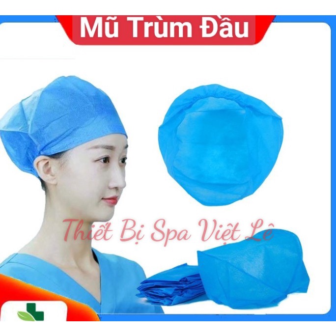 Mũ chùm đầu y tế, Mũ y tế mài vòm chùm đầu,chất liệu dày dặn, dùng cho y tế , Spa - Bịch 20 cái