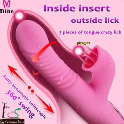 •LCS™- DIBE Fully automatic telescopic heating tongue lick Vibrator Oral Clitoris Stimulator Licking Erotic Sex Toys Sex Tongue Vibrating Massager G Spot Heating Dildo stretch, Female Sex Toys