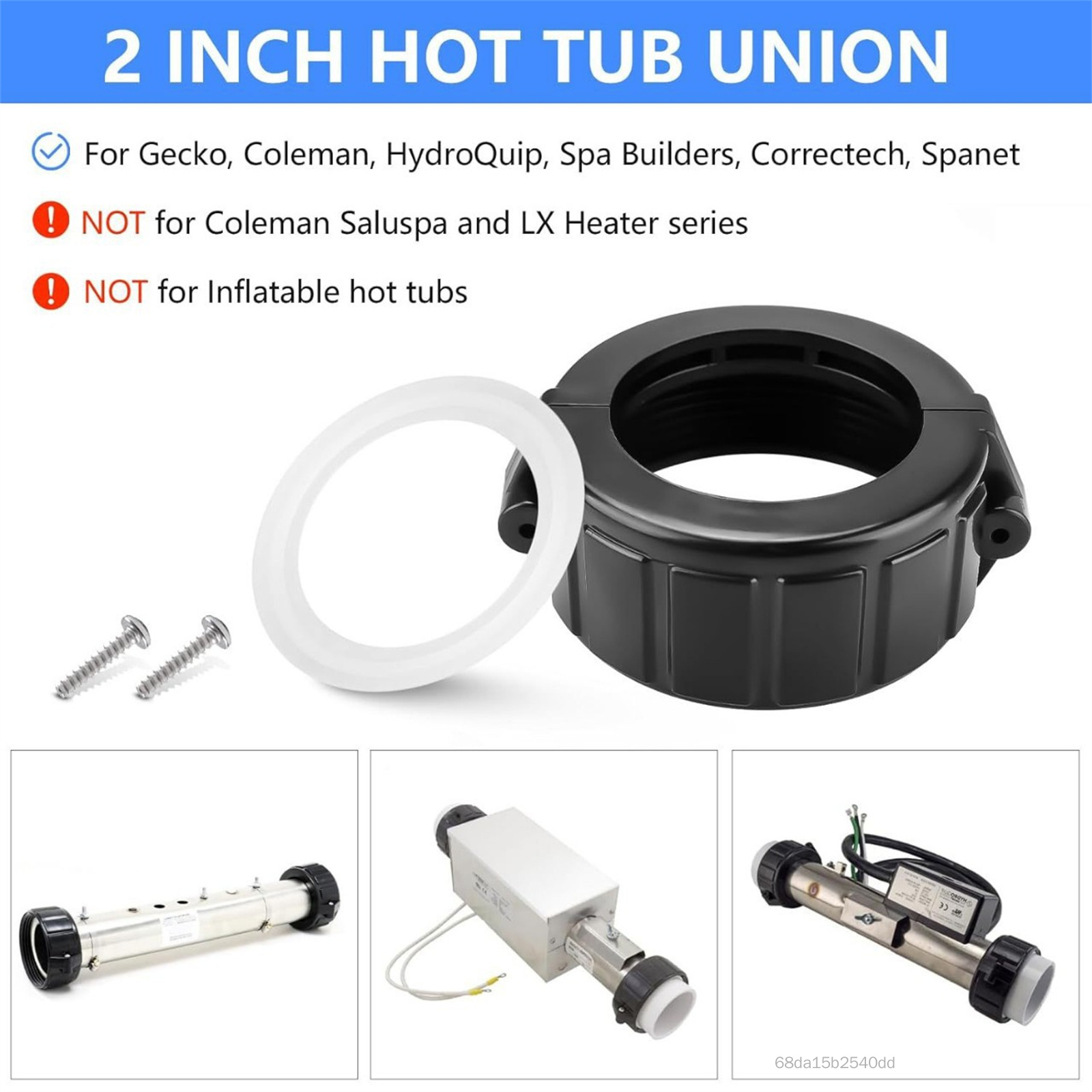 Bức lò sưởi nóng 2 inch Lắp ráp đai ốc với ốc vít vòng đệm O-Rings cho máy sưởi Balboa FD-VN