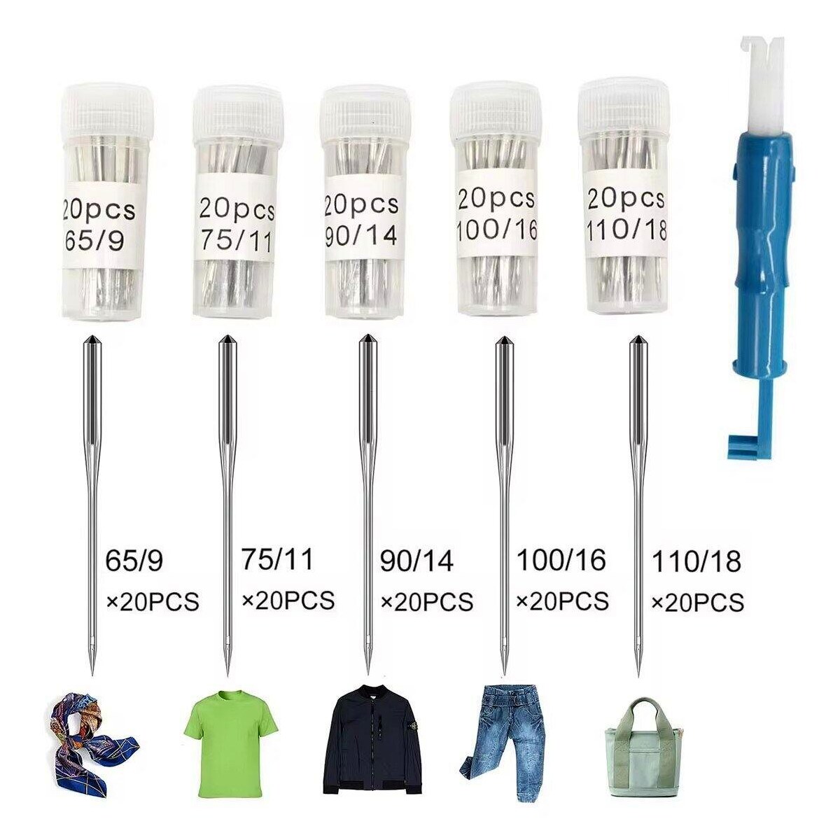 【Smile Trade】 100PCS Stainless Steel Sewing Machine Needle for Singer Brother Janome Varmax Sewing with Sizes 65 / 9 75 / 11