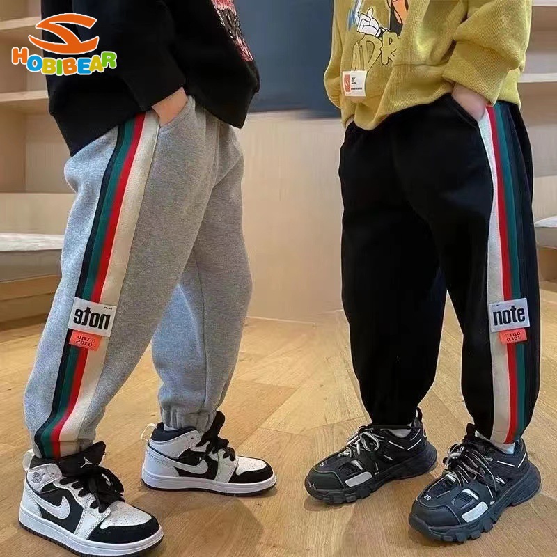 HOBIBEAR Children's sports pants Boys and girls sweatpants Casual cropped pants Loose trendy pants comfort ราคา 135 บาท*ส่งฟรี