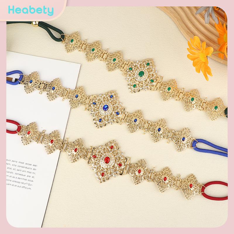 Heabety เข็มขัด caftan โมร็อกโกสำหรับผู้หญิงชุดแต่งงานสีทองพลอยเทียมมีโซ่ประดับอัญมณีอาหรับของขวัญเจ้าสาวปรับได้ ราคา 228 บาท*ส่งฟรี
