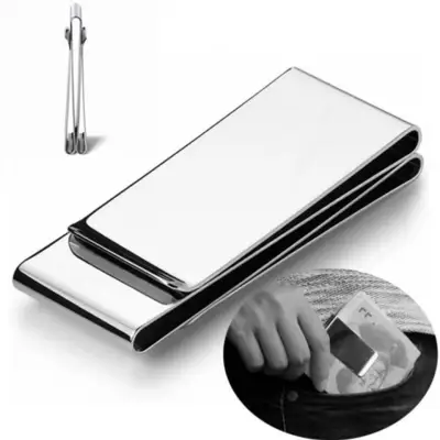 Stainless Steel Slim Money Clip Double Sided Purse Wallet Credit Card Money Holder