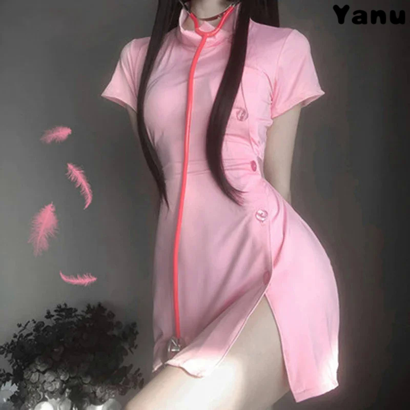 Interest Women Sexy Lingerie Nurse Cosplay Costume Maid Outfit for Couple School Girl Pink White Ka