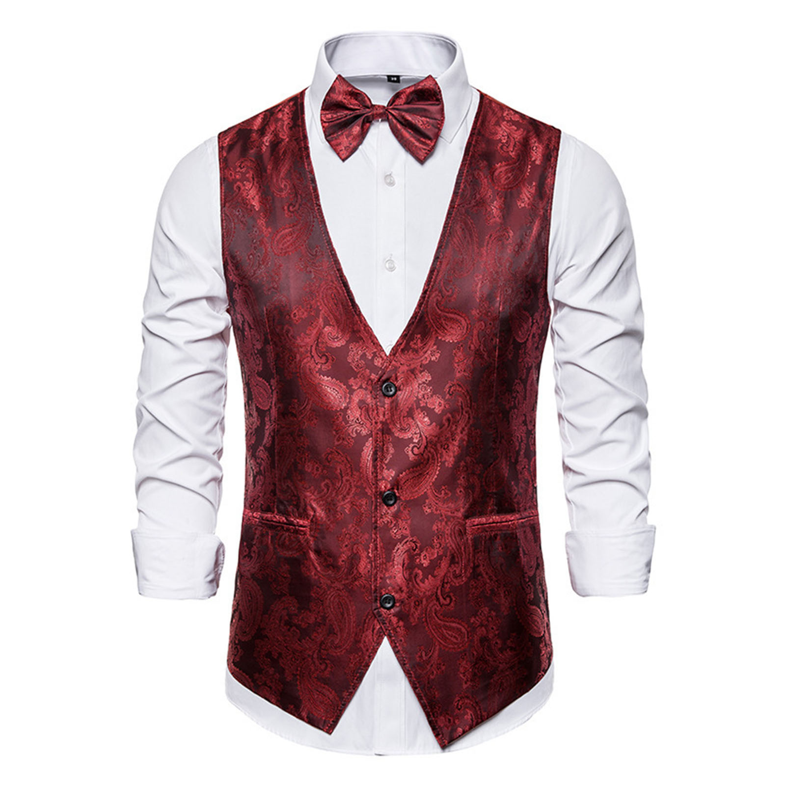 Bullker Men Suit Vest Emcee Vest Men s Vintage Print Suit Vest Perfect for
