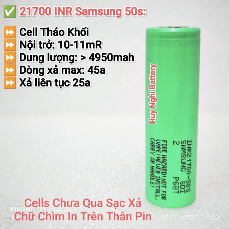 Cell SamSung 50s - 21700 Hàng Tháo Khối Lỗi Mạch - Like New Dòng Xả Max 45A Dung Lượng Trên 4950mah