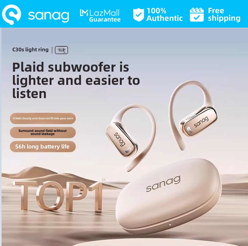SANAG C30S OWS Bluetooth Headset Hanging Ear Bone Conduction Concept Open True Wireless Not Into the Ear Comfortable Sports, Running, Call Noise Reduction丨Gathering Sound Small Cavity Light and Comfortable丨56H Endurance Berlin Sound ราคา 3,191 บาท*ส่งฟรี