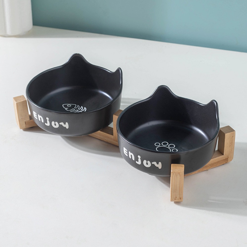 FINITIVE 1/2Pcs Set Gốm Bát cho mèo Thiết kế xẻ Chống trượt Bát cho chó nhỏ Chất lượng cao Nâng cao Máy cấp nước Đồ dùng cho chó mèo nhỏ - 8