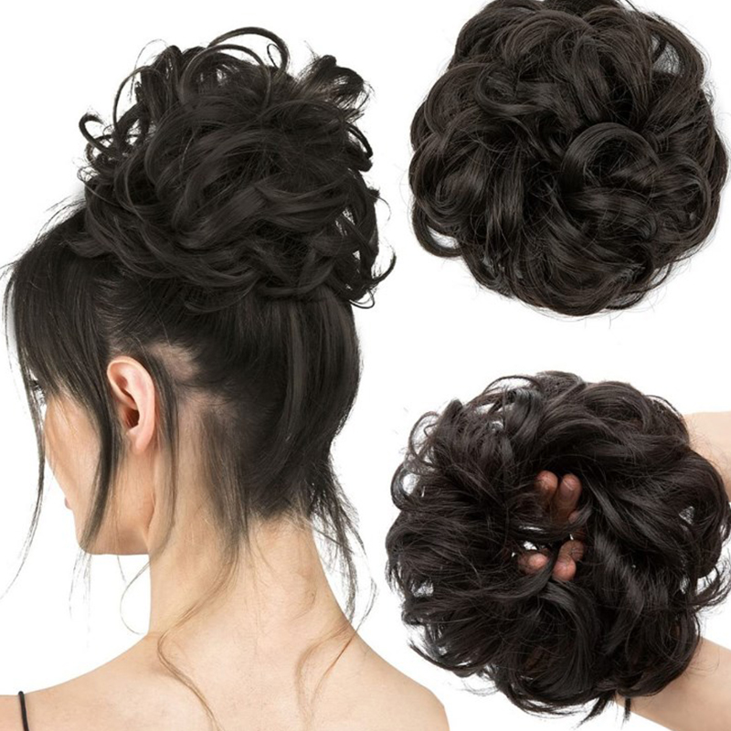 CharmClinic Tổng hợp tóc Bun tóc giả phụ nữ tóc đuôi ngựa tóc mở rộng scrunchie đàn hồi thịt viên đầu hairpieces scrunchie bọc tự nhiên chủ nghĩa hiện thực