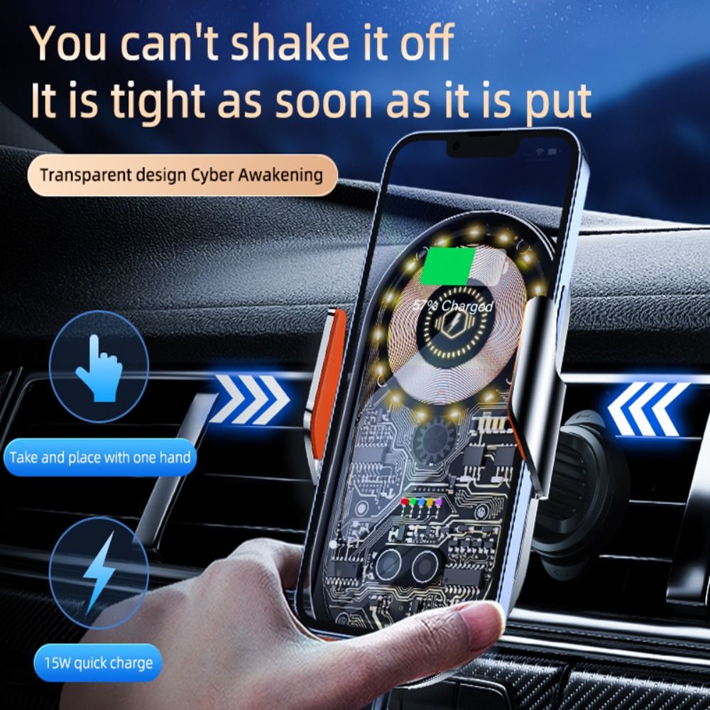 Okdeals sạc không dây cho xe hơi trong suốt tự động mở giá để điện thoại thông hơi cảm biến thông minh xoay 360 chuyên nghiệp Điện thoại di động chân đế iPhone/Samsung/Xiaomi