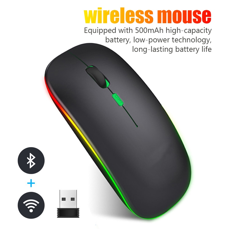 New chuột không dây RGB Bluetooth có thể sạc lại Chuột máy tính không dây mause đèn nền LED Chuột chơi game công thái học cho Máy Tính Xách Tay PC