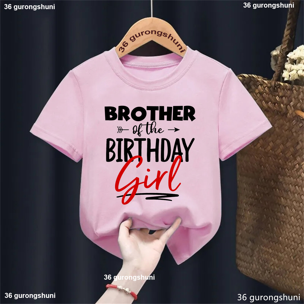 Birthday Girl Letter Printed Pink T Shirt Girls Brother/Sister Of The Birthday Boy Family Matching T-Shirt Kawaii Kids Clothes - 4