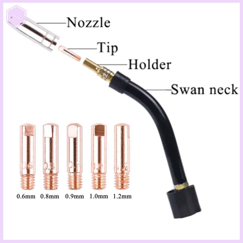 WFYW 5pcs 0.6/0.8/0.9/1.0/1.2mm Phổ thông Bộ phận thay thế Phụ kiện Hàn Mỏ hàn Đầu tiếp xúc Vòi phun khí Dành cho MB-15AK 14ak MIG/MAG