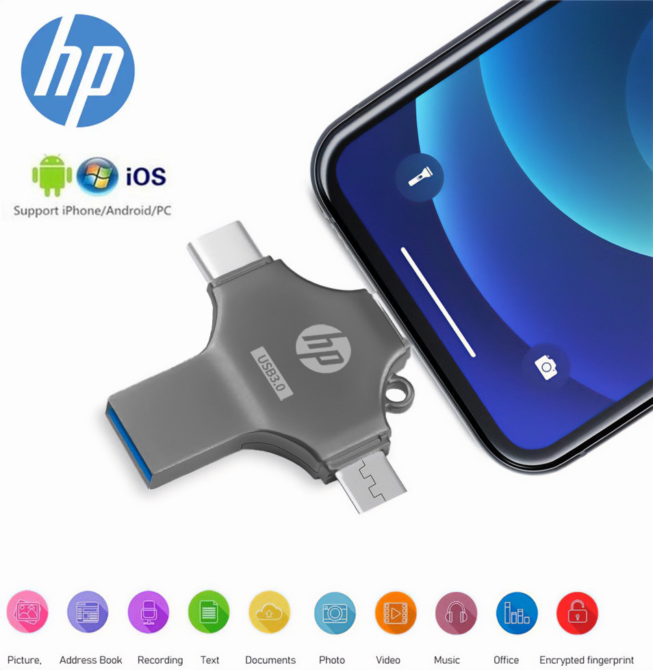 HP 4in1 tốc độ cao U đĩa thẻ nhớ OTG 512GB 1TB 2TB type-c-usb ổ đĩa flash ảnh thẻ nhớ