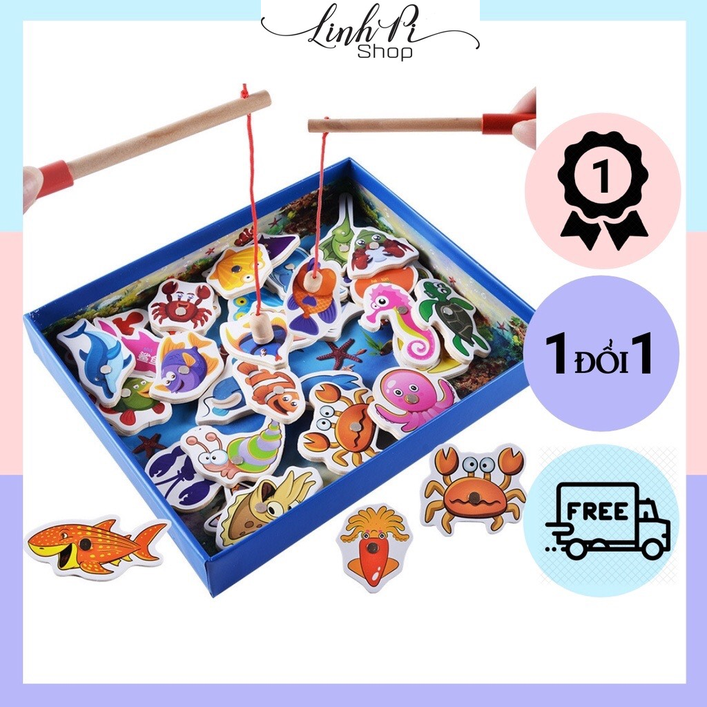 Bộ đồ chơi câu cá nam châm bằng gỗ 34 chi tiết phát triển IQ cho bé