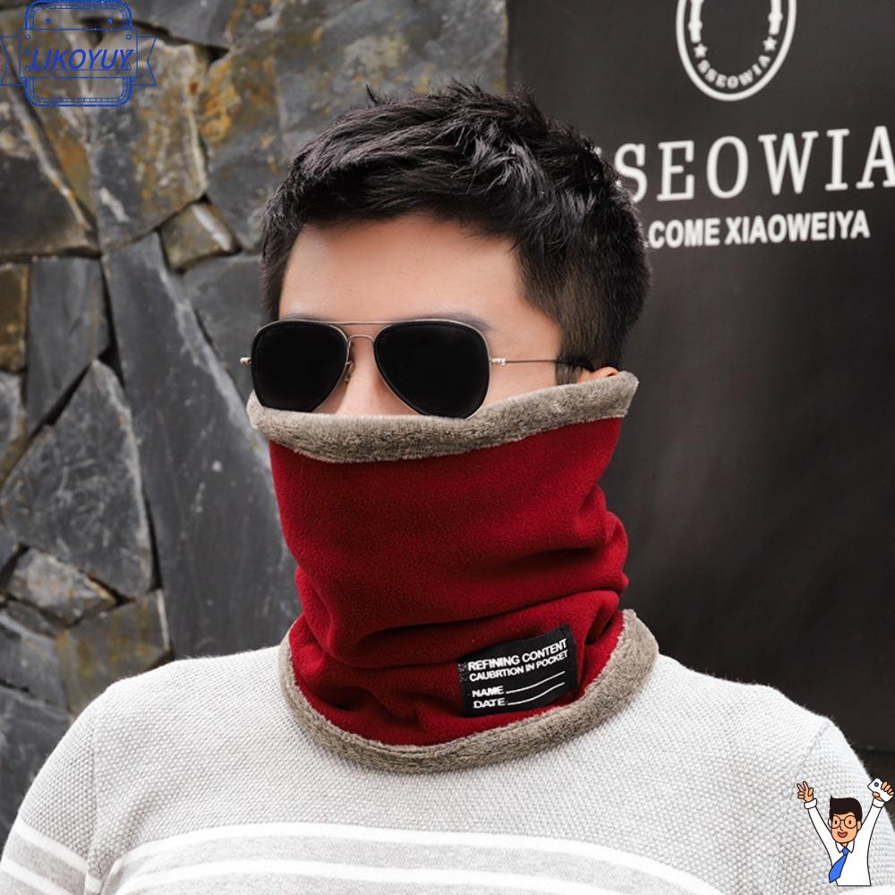 LIKOYUY Vải nhung lông Khăn quàng cổ ấm áp Màu trơn Dày Khăn choàng cổ Nhung san hô Khăn choàng thể thao Unisex