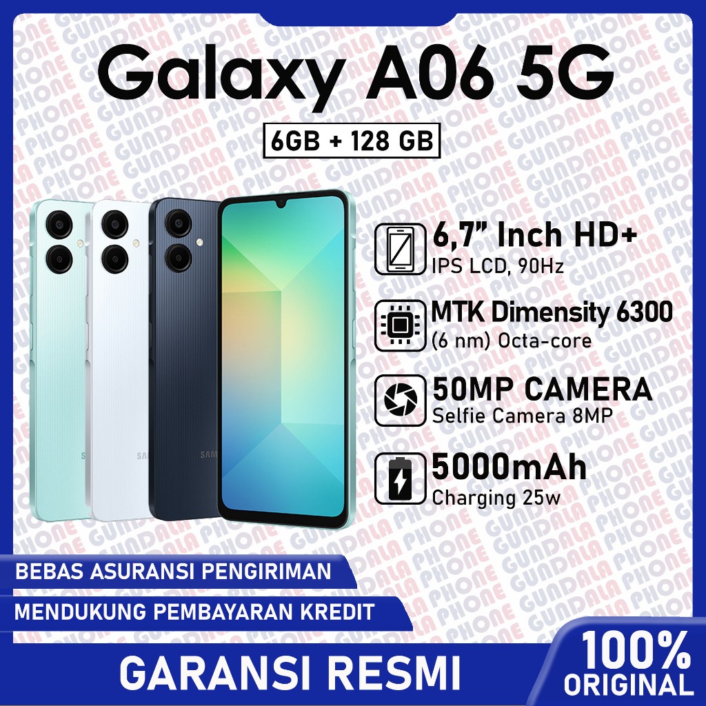Samsung Galaxy A06 5G 6/128GB - Garansi resmi Harga 1,885,000 rupiah*Gratis Ongkir