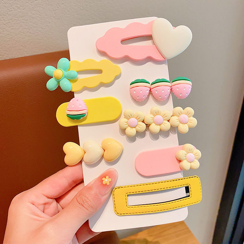 Mới set Kẹp Tóc Hình Trái Cây Màu Cầu Vồng Dễ Thương Cho Bé Gái