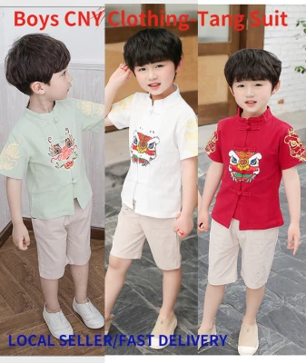 CNY Clothing/ Boys Chinese Traditional COSTUME/Kids Tang Suit/Racial Harmony/ Short Sleeves
