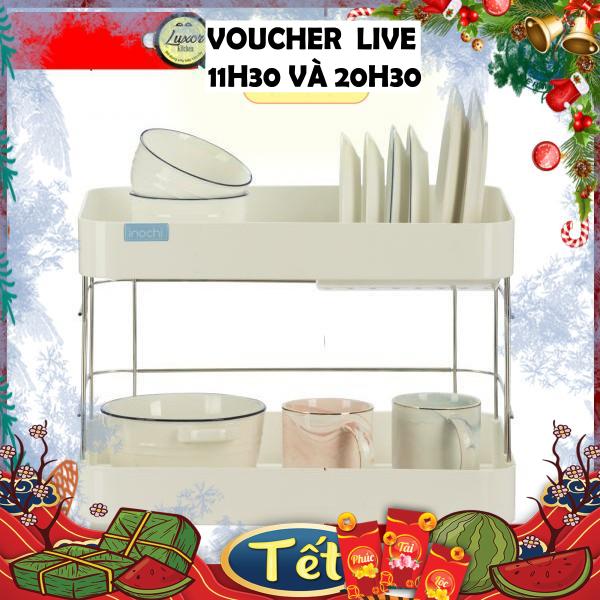 [Giảm 50K ship ]Kệ Để Chén Bát Nhựa Inox 2 Tầng Inochi Có Khay Thoát Nước Thông Minh Dùng Để Làm Giá Úp Bát Đĩa Chén Đũa